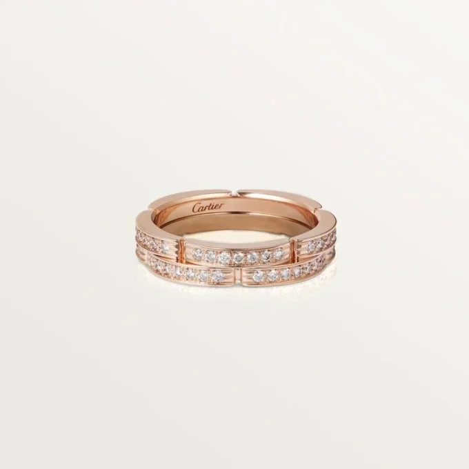 Alliance fine Maillon Panthare, 2 demi-rangées pavées de diamants – Or rose, diamants – Cartier