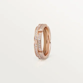 Alliance fine Maillon Panthare, 2 demi-rangées pavées de diamants – Or rose, diamants – Cartier