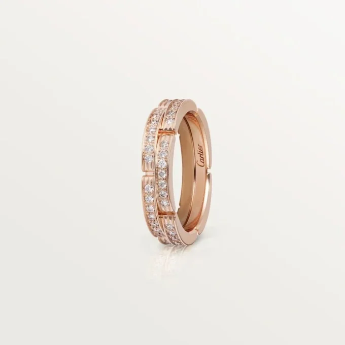 Alliance fine Maillon Panthare, 2 demi-rangées pavées de diamants – Or rose, diamants – Cartier