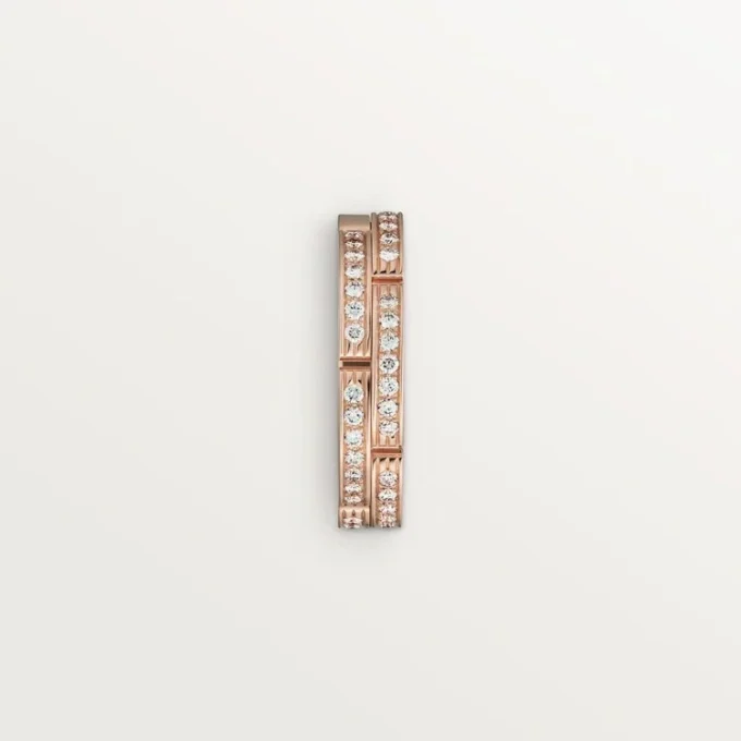 Alliance fine Maillon Panthare, 2 demi-rangées pavées de diamants – Or rose, diamants – Cartier