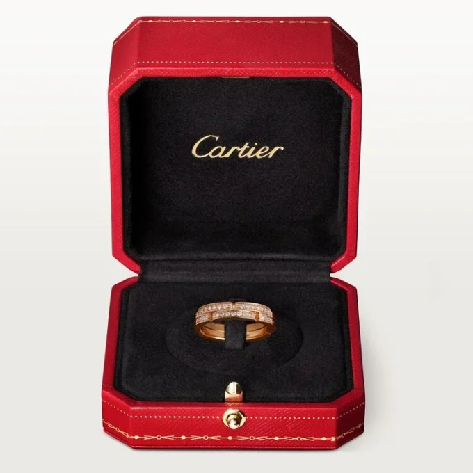 Alliance fine Maillon Panthare, 2 demi-rangées pavées de diamants – Or rose, diamants – Cartier