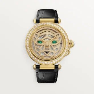 Autres montres-bijoux Panthere – 41 mm, mouvement mécanique à remontage manuel, or jaune 18 carats, diamants, bracelets en cuir interchangeables – Cartier