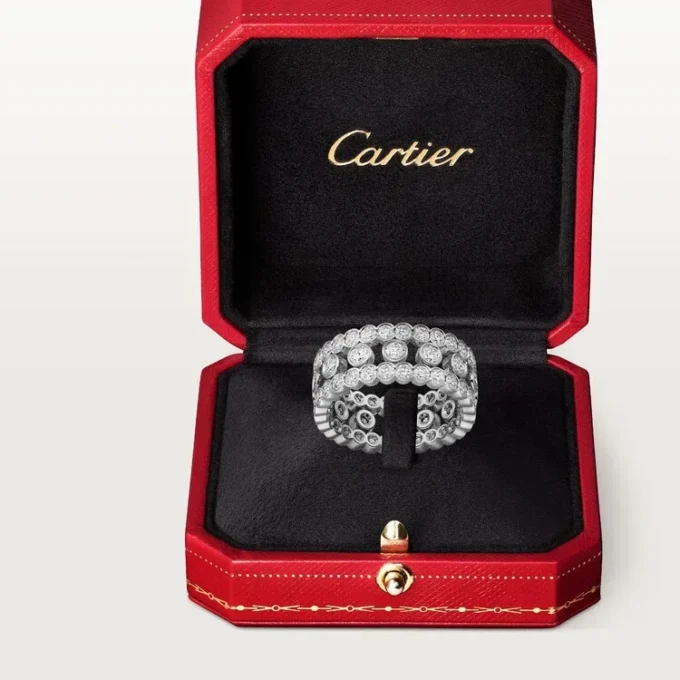 Bague Broderie de Cartier, triple rangée, diamants