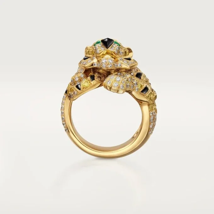Bague Faune et Flore de Cartier, diamants jaunes, orange et bruns, pavés