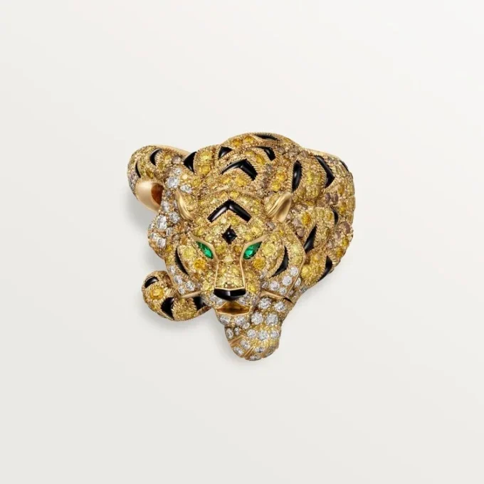 Bague Faune et Flore de Cartier, diamants jaunes, orange et bruns, pavés