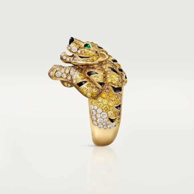 Bague Faune et Flore de Cartier, diamants jaunes, orange et bruns, pavés