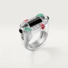 Bague Geometrie & Contrastes, chrysoprase, pavée