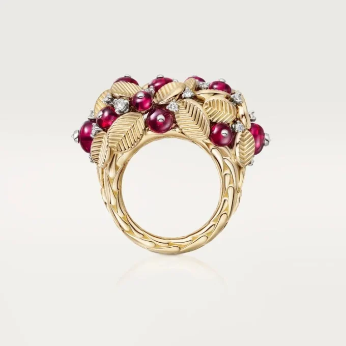 Bague Grain de Café, rubellite, semi-sertie