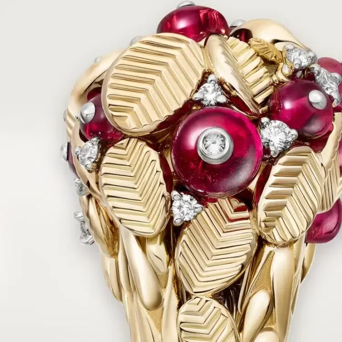 Bague Grain de Café, rubellite, semi-sertie