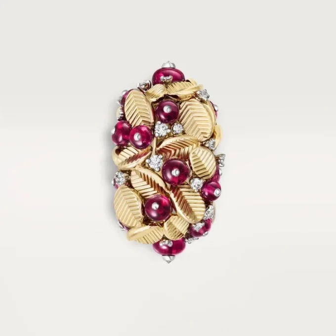 Bague Grain de Café, rubellite, semi-sertie