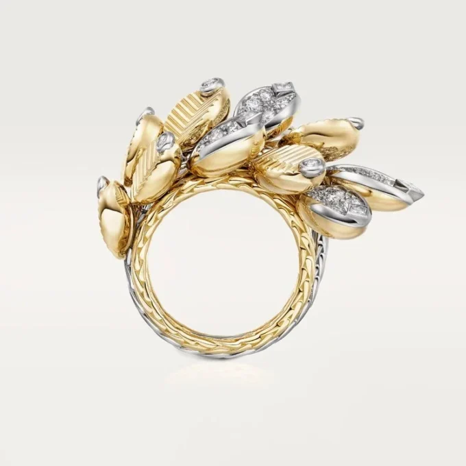 Bague Grain de Café, semi-sertie
