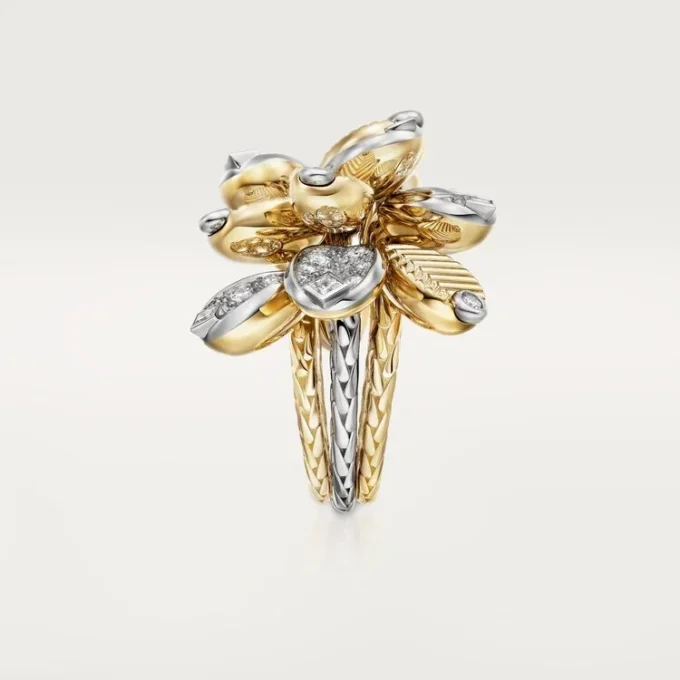 Bague Grain de Café, semi-sertie