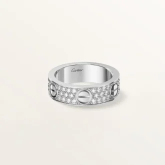 Bague Love, modèle classique, pavée
