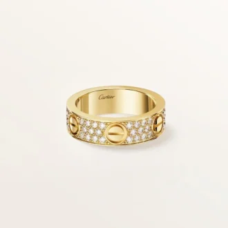 Bague Love, modèle classique, pavée
