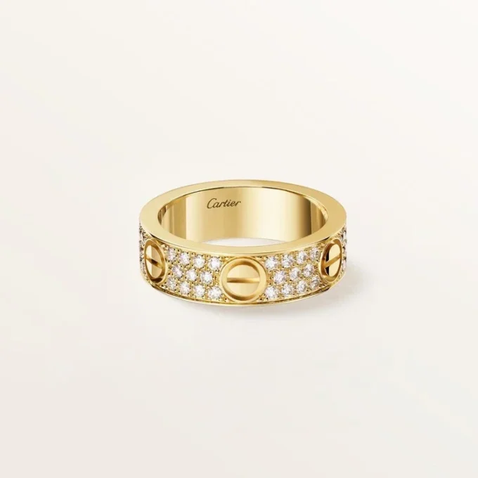 Bague Love, modèle classique, pavée