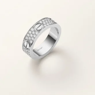 Bague Love, modèle classique, pavée