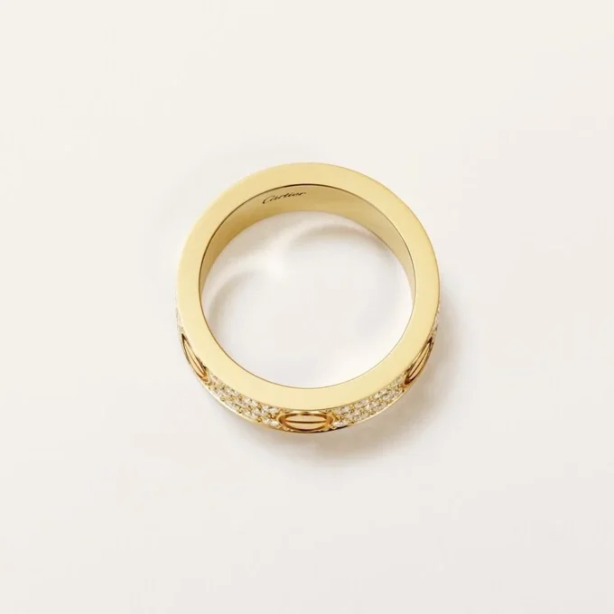 Bague Love, modèle classique, pavée