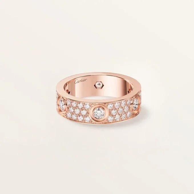 Bague Love, modèle classique, pavée, 6 diamants