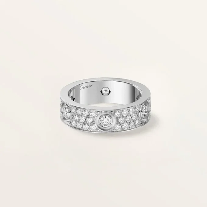 Bague Love, modèle classique, pavée, 6 diamants