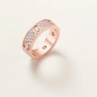 Bague Love, modèle classique, pavée, 6 diamants