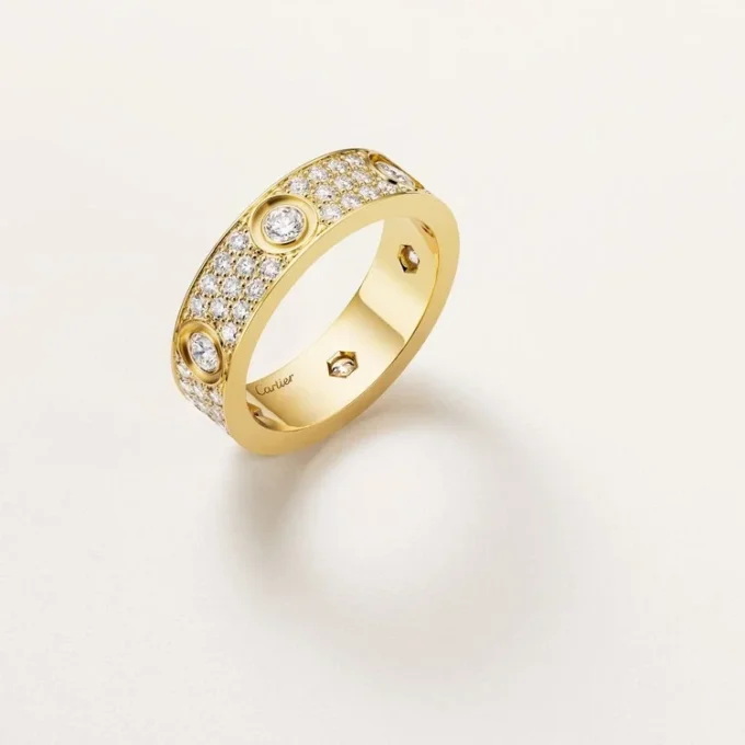 Bague Love, modèle classique, pavée, 6 diamants
