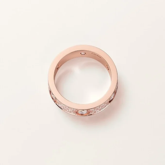 Bague Love, modèle classique, pavée, 6 diamants
