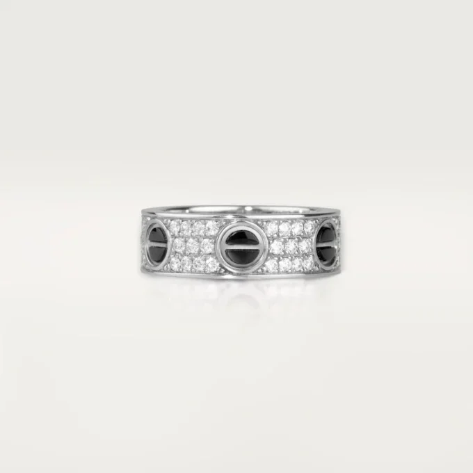 Bague Love, pavée de diamants, céramique – Or blanc, céramique, diamants – Cartier
