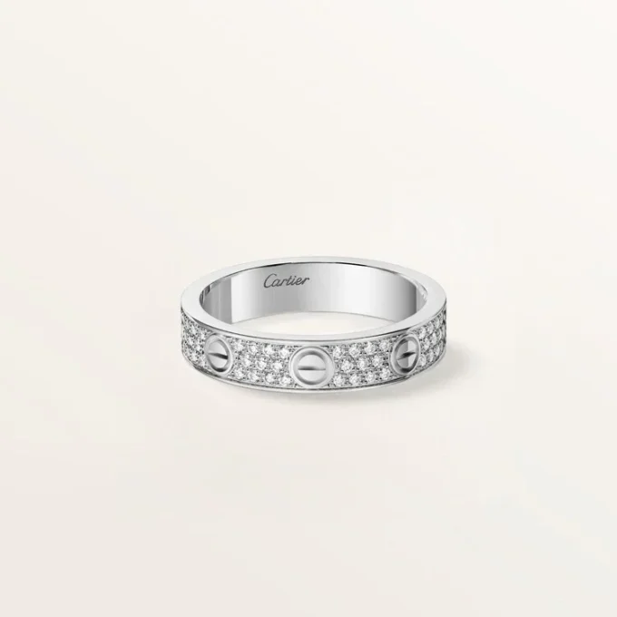 Bague Love, petit modèle, pavée
