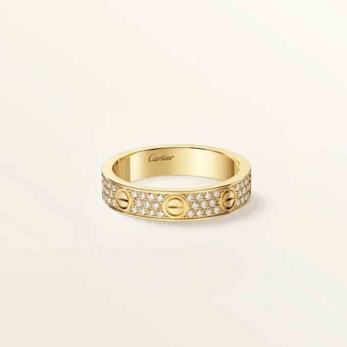 Bague Love, petit modèle, pavée