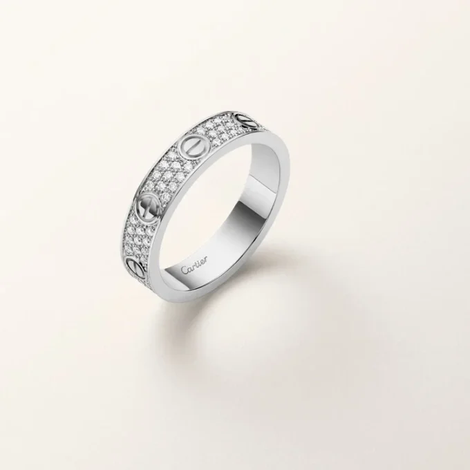 Bague Love, petit modèle, pavée
