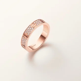 Bague Love, petit modèle, pavée