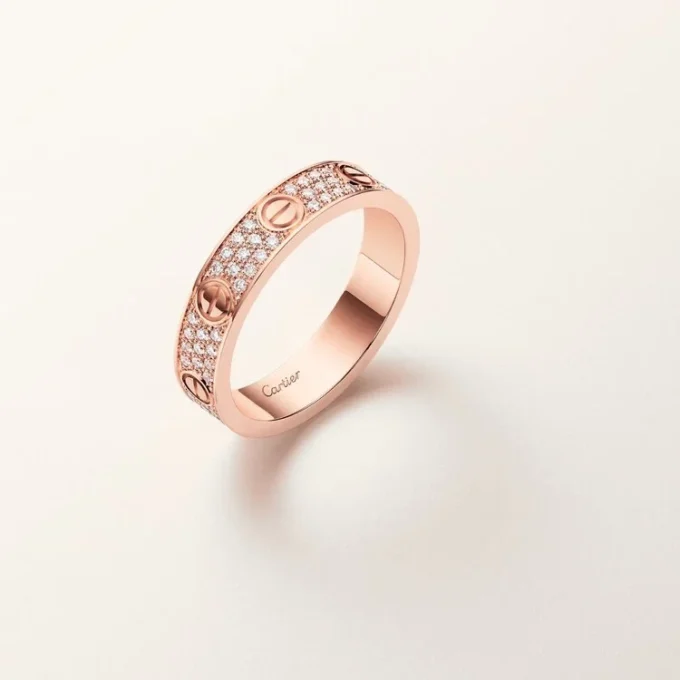 Bague Love, petit modèle, pavée