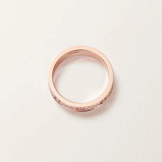 Bague Love, petit modèle, pavée