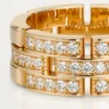 Bague Maillon Panthare, 3 demi-rangées pavées de diamants – Or rose, diamants – Cartier