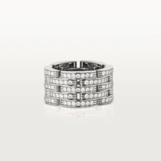 Bague Maillon Panthare, cinq rangées, pavée