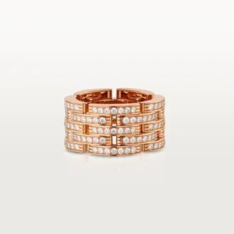 Bague Maillon Panthare, cinq rangées, pavée