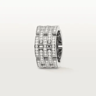 Bague Maillon Panthare, cinq rangées, pavée