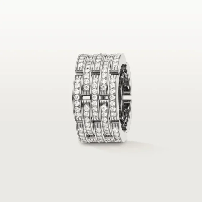 Bague Maillon Panthare, cinq rangées, pavée