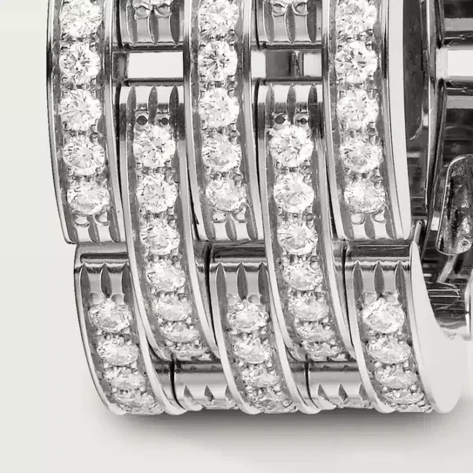 Bague Maillon Panthare, cinq rangées, pavée