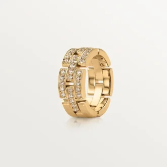 Bague Maillon Panthère, 3 demi-rangées pavées de diamants – Or jaune, diamants – Cartier