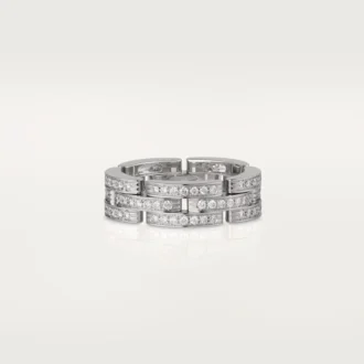 Bague Maillon Panthère, triple rangée, pavée