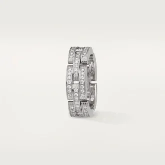 Bague Maillon Panthère, triple rangée, pavée