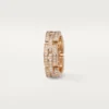 Bague Maillon Panthère, triple rangée, pavée