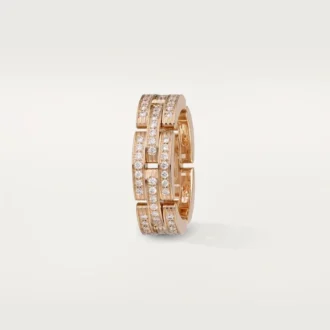 Bague Maillon Panthère, triple rangée, pavée