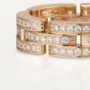 Bague Maillon Panthère, triple rangée, pavée