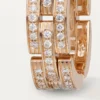 Bague Maillon Panthère, triple rangée, pavée
