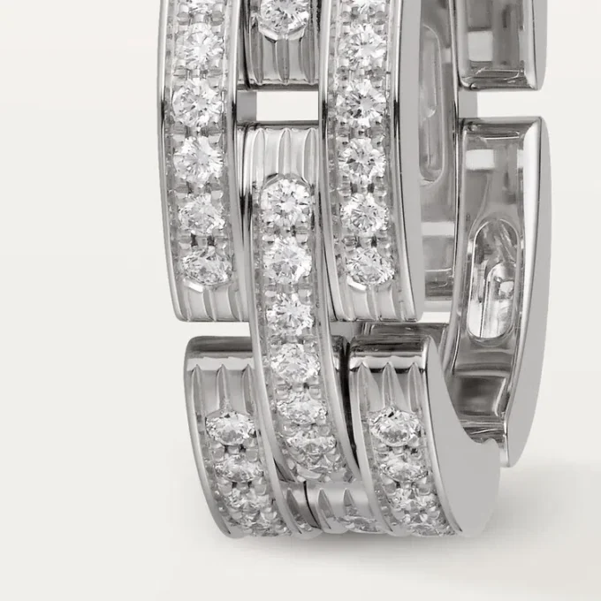 Bague Maillon Panthère, triple rangée, pavée
