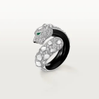 Bague Panthère de Cartier, laque noire, pavée