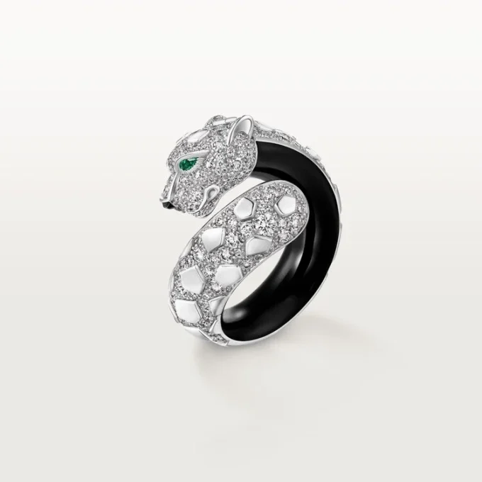 Bague Panthère de Cartier, laque noire, pavée