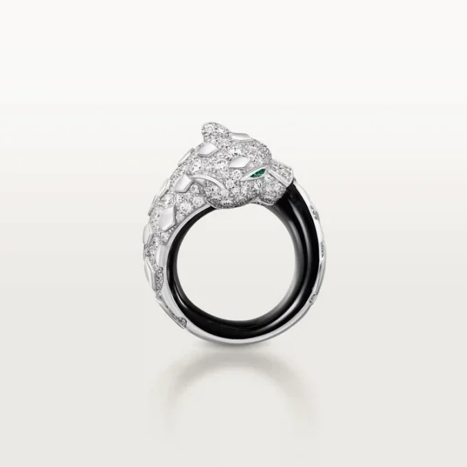 Bague Panthère de Cartier, laque noire, pavée